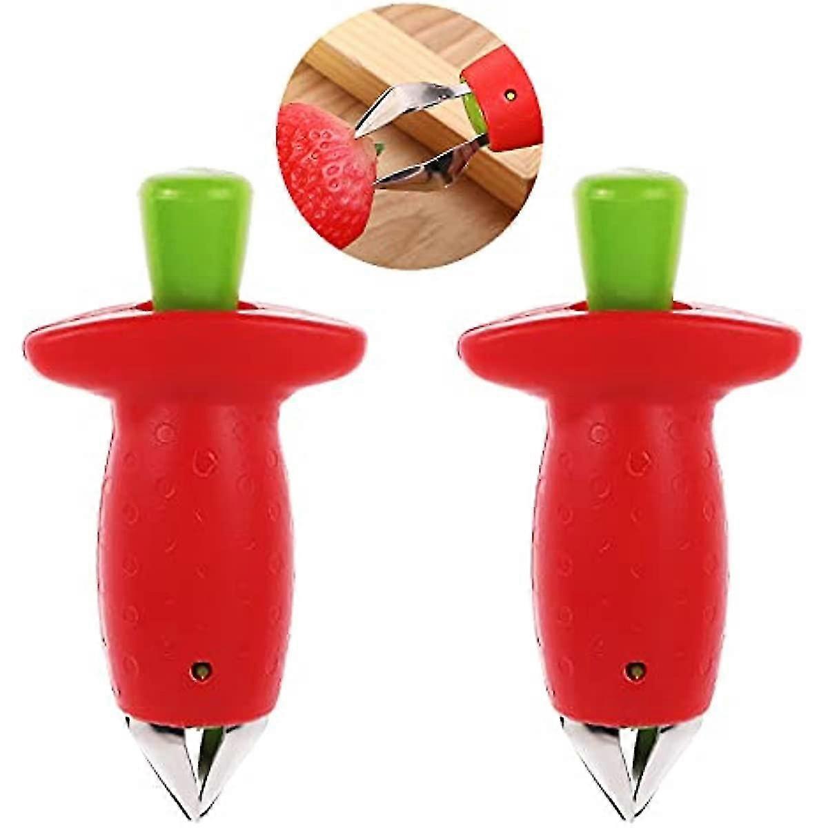 2 Pack Magic Strawberry Huller Strawberry Huller Stem And Leaf Remover Stainless Steel Fruit Vegetable Top Stem Corer Pit Remover Great For Baking And