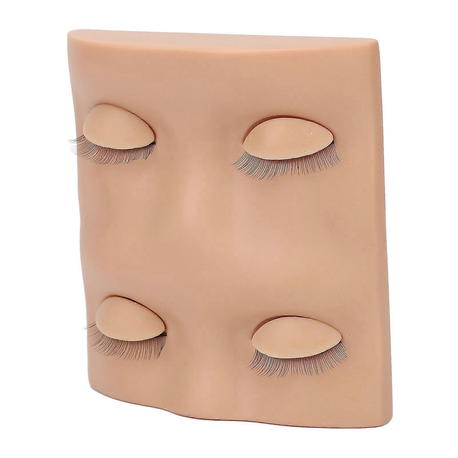 Eyelash Extension Practice Mannequin Head Novice Makeup Doll Head with 2 Pairs Replacement Eyelids Dark Skin Color