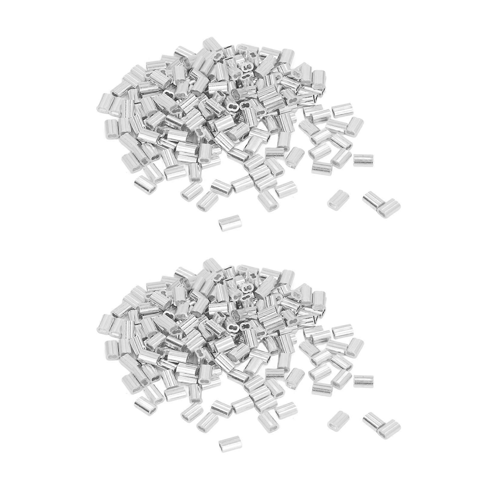 400pcs Fishing Line Connector Sleeves Double Hole Fixation Aluminum Crimping Loop Sleeve for Beauty Salon