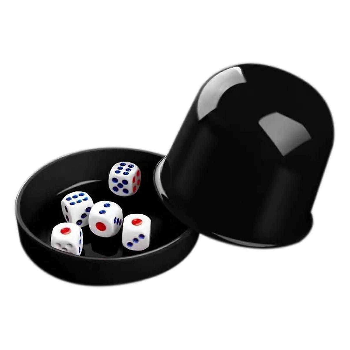 Plastic Poker Dice Cup Set with 5 Dices Shaking Cup Drinking Board Game Dice Box Black