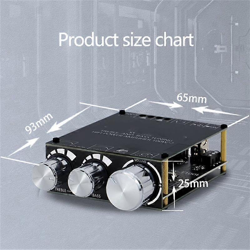Bluetooth 5.0 100W + 100W Power Subwoofer Verstärkerplatine 2.1 Kanal Klasse D Home Audio Stereo Equalizer Verstärker XY-T100L