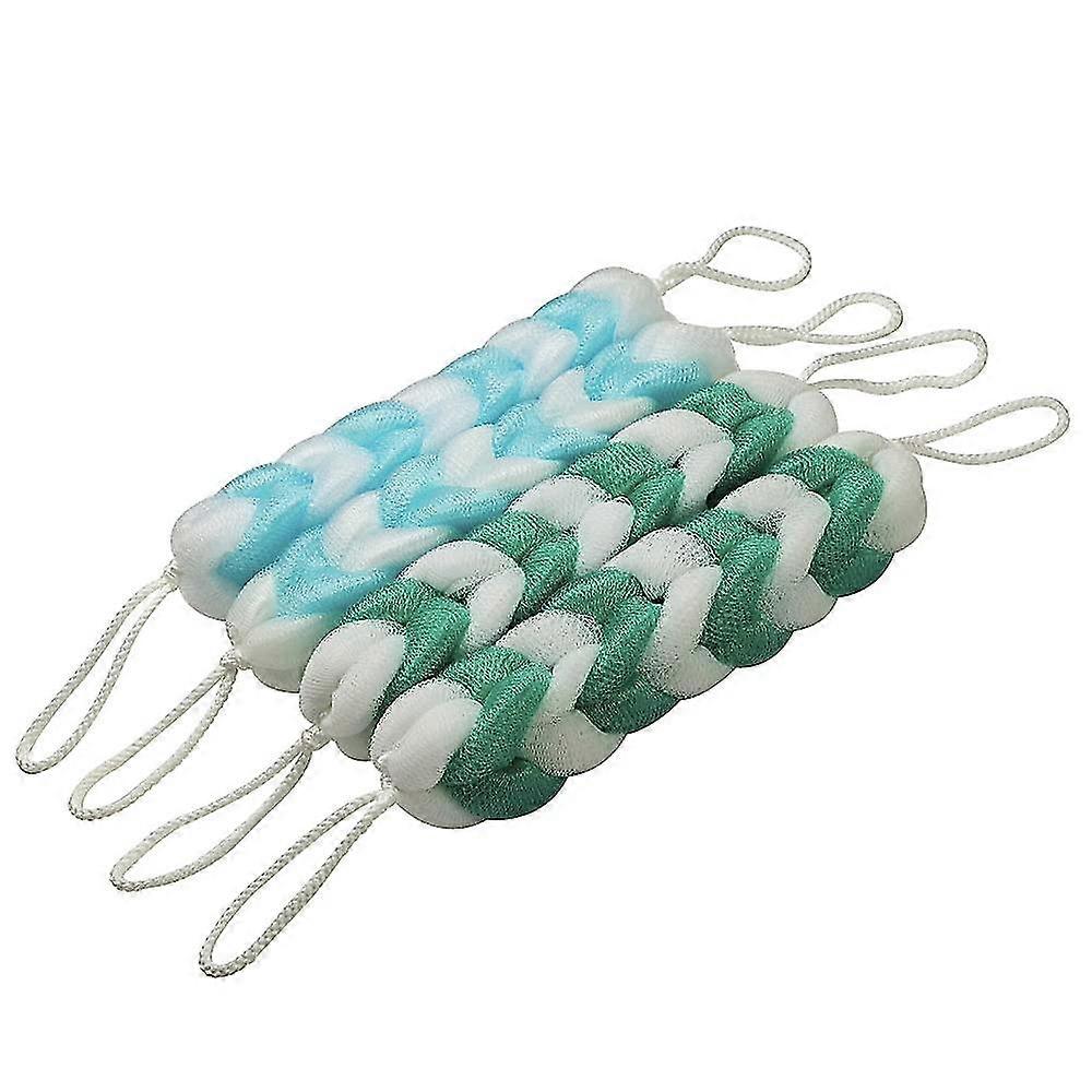 Mesh Loofah Back Scrubber,long Stretch Back Sponge,pack Of 4 (2 Blue+2 Green)