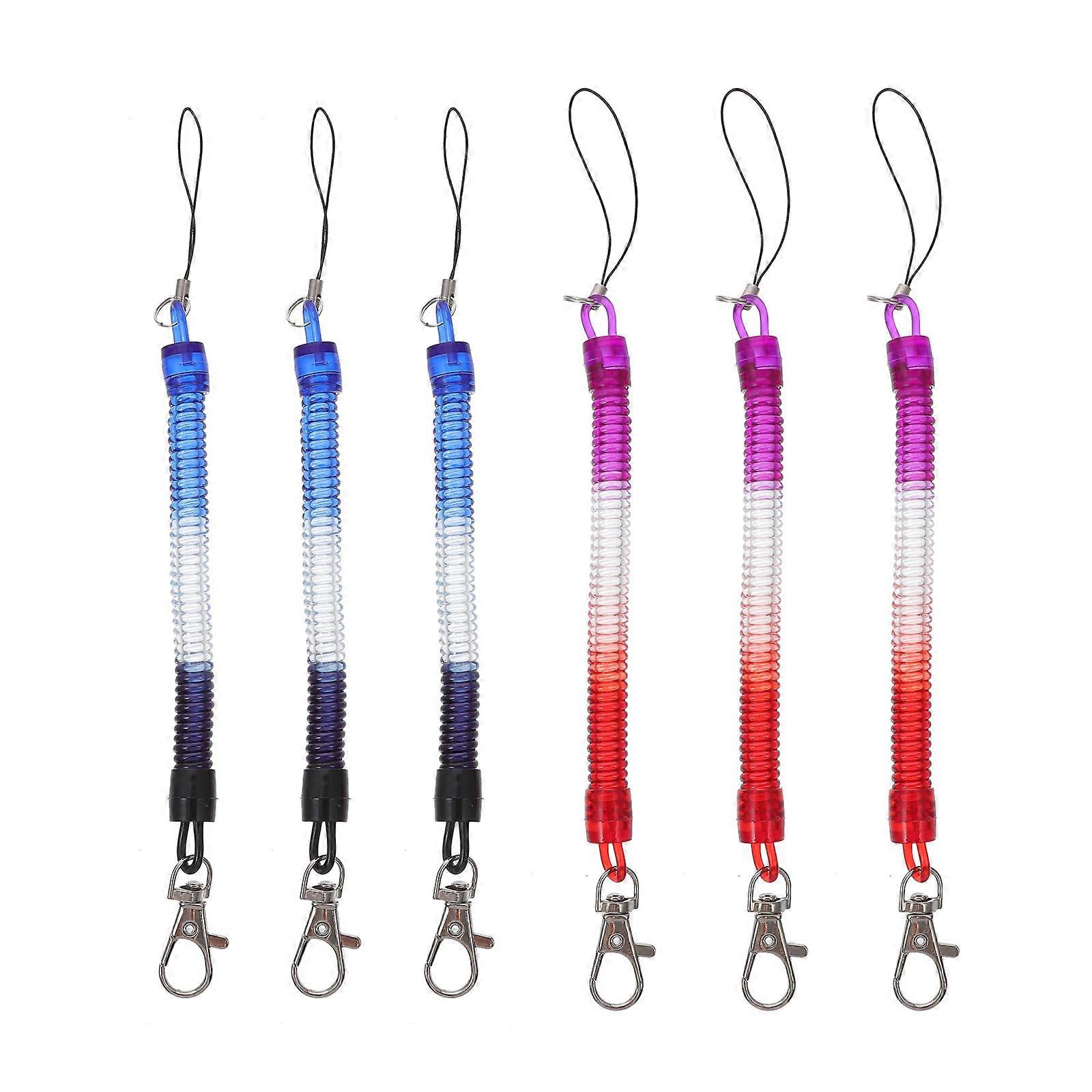 6 Pcs Spring Keychain Coil Elastic Key Ring Retractable Keychain Spiral Key Coil