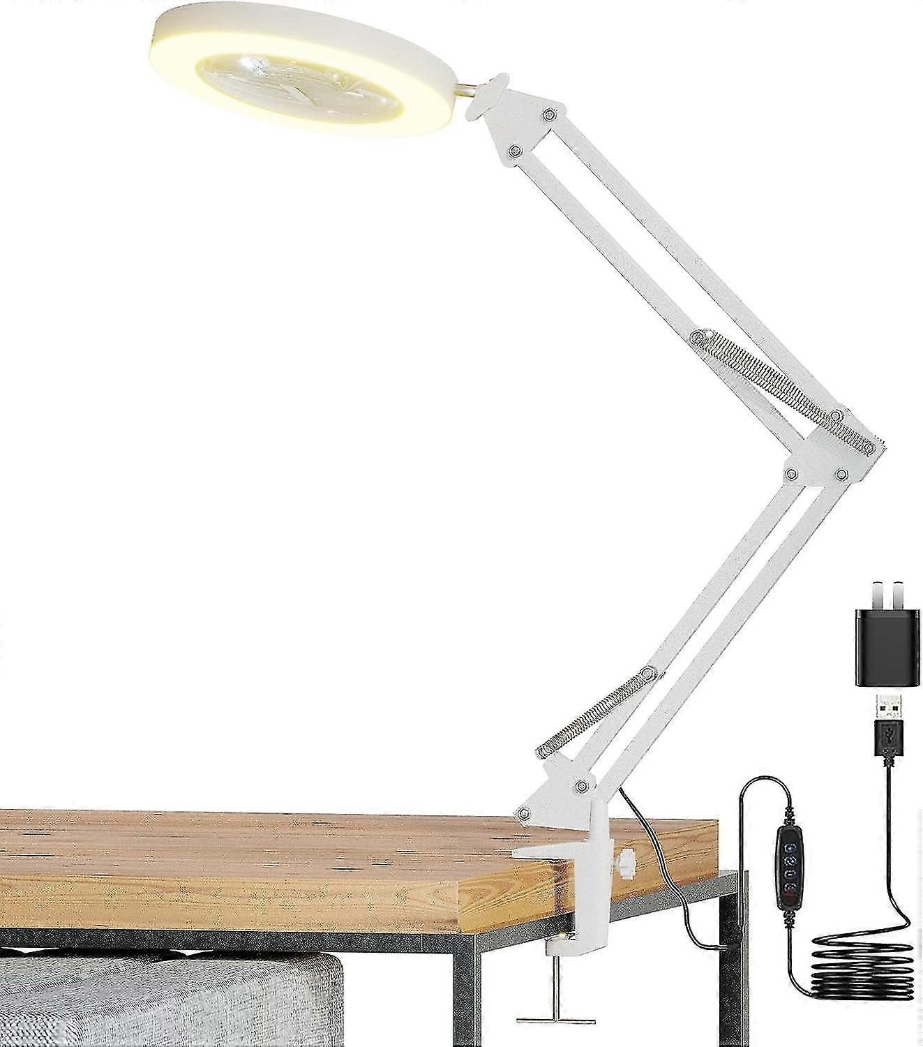 5x عدسة مكبرة مع ضوء مع مشبك ، 3 أوضاع ألوان مصباح مكبرة قابل للعكس بدون تعتيم ، 72 مصباح عدسة زجاجية حقيقية مع ضوء وحامل ل