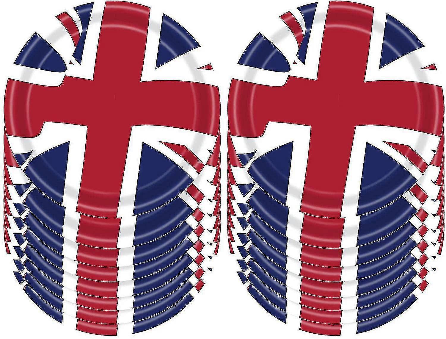16pcs / Tasche Union Jack Pappteller Servietten Cups Geschirr Kit 7 ''/ 9 "