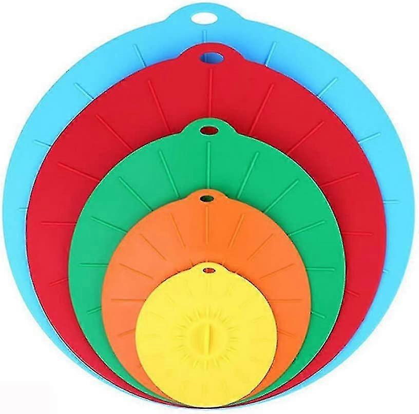 Silic Suct Lids, Reusable Silic D -ant Cover, Fit Any Round Container Flat Rim, For Frying Pans Casse Woks - 5 S