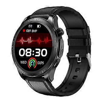 1,39-Zoll-Smartwatch Herzfrequenz Körpertemperatur EKG-Informationserinnerung intelligentes Armband Sportuhr schwarzer Gürtel
