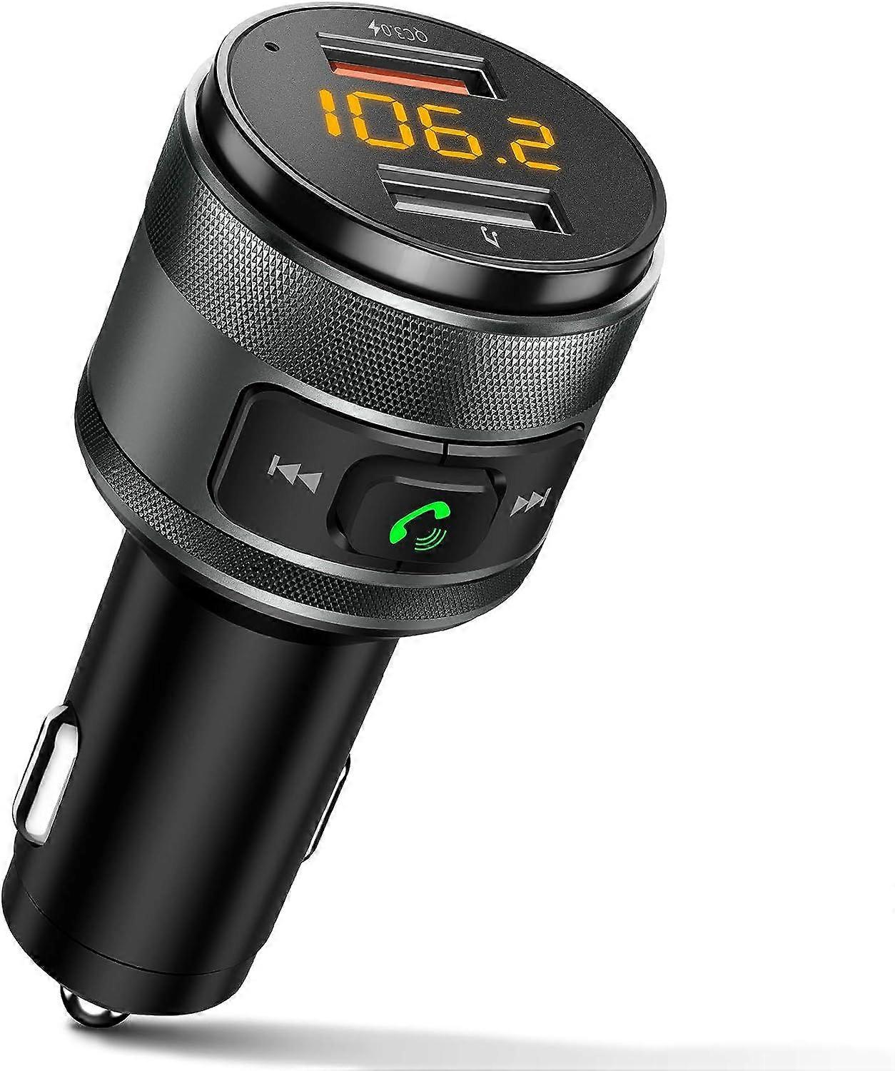 Bluetooth 5.0 FM Transmitter for Car, 3.0 Wireless Bluetooth FM Radio Adapter Music Player FM Transmitter/Car Kit with Hands-Free Calling and 2 USB Po