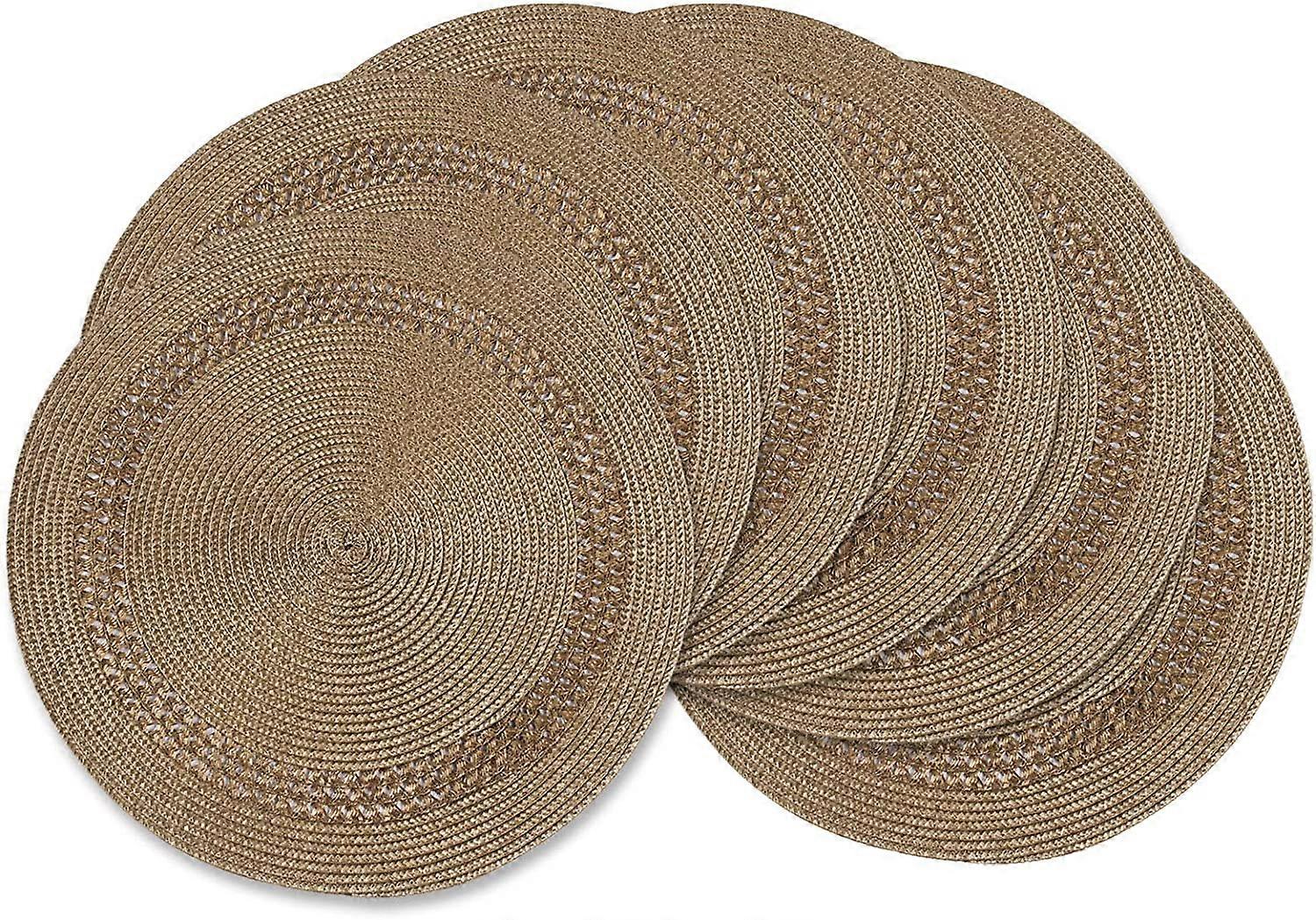 Round Braided Placemats 15 Inch Round Table Mats for Dining Tables Polypropylene