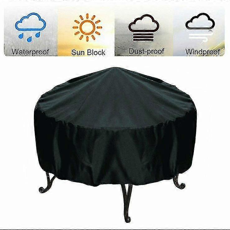 Round Fire Pit Cover Waterproof Dustproof Anti-uv Full Fireplace Coverage77*58cm