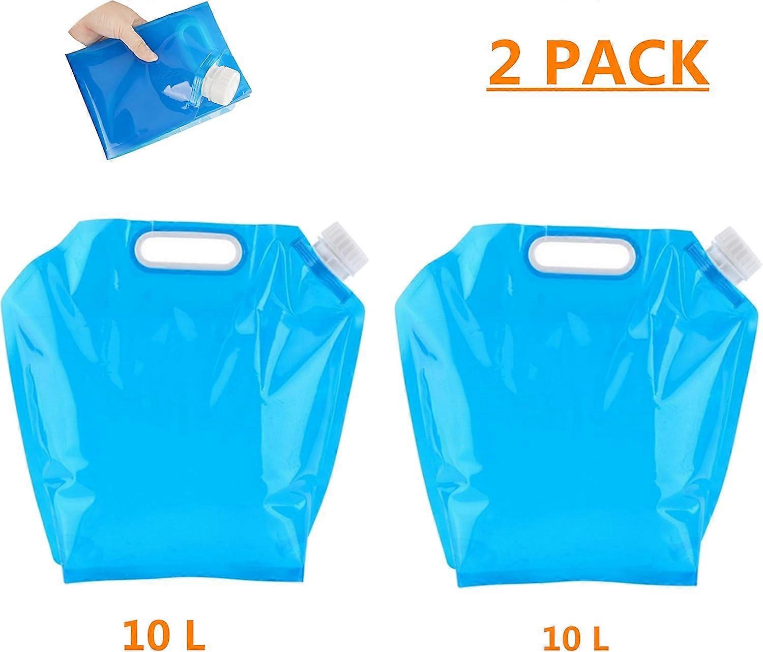 10L Water Bag Pouch Foldable Water Bag 2pcs Drinking Water Container for Sports Camping Hiking Picnic Travel BBQ