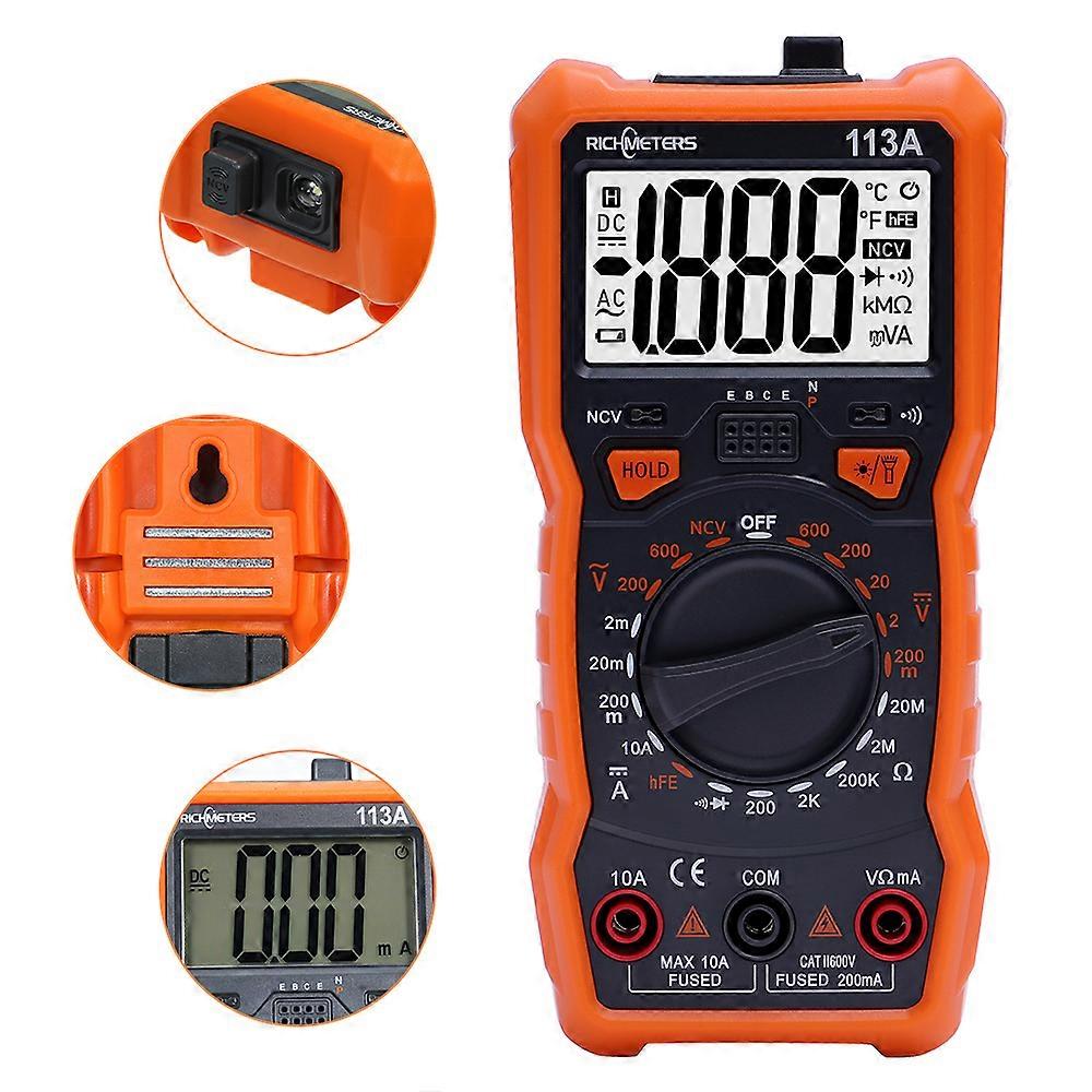 RICHMETERS Digital Multimeter 6000 counts NCV Auto Ranging AC/DC voltage meter Flash light Back light TRUE RMS