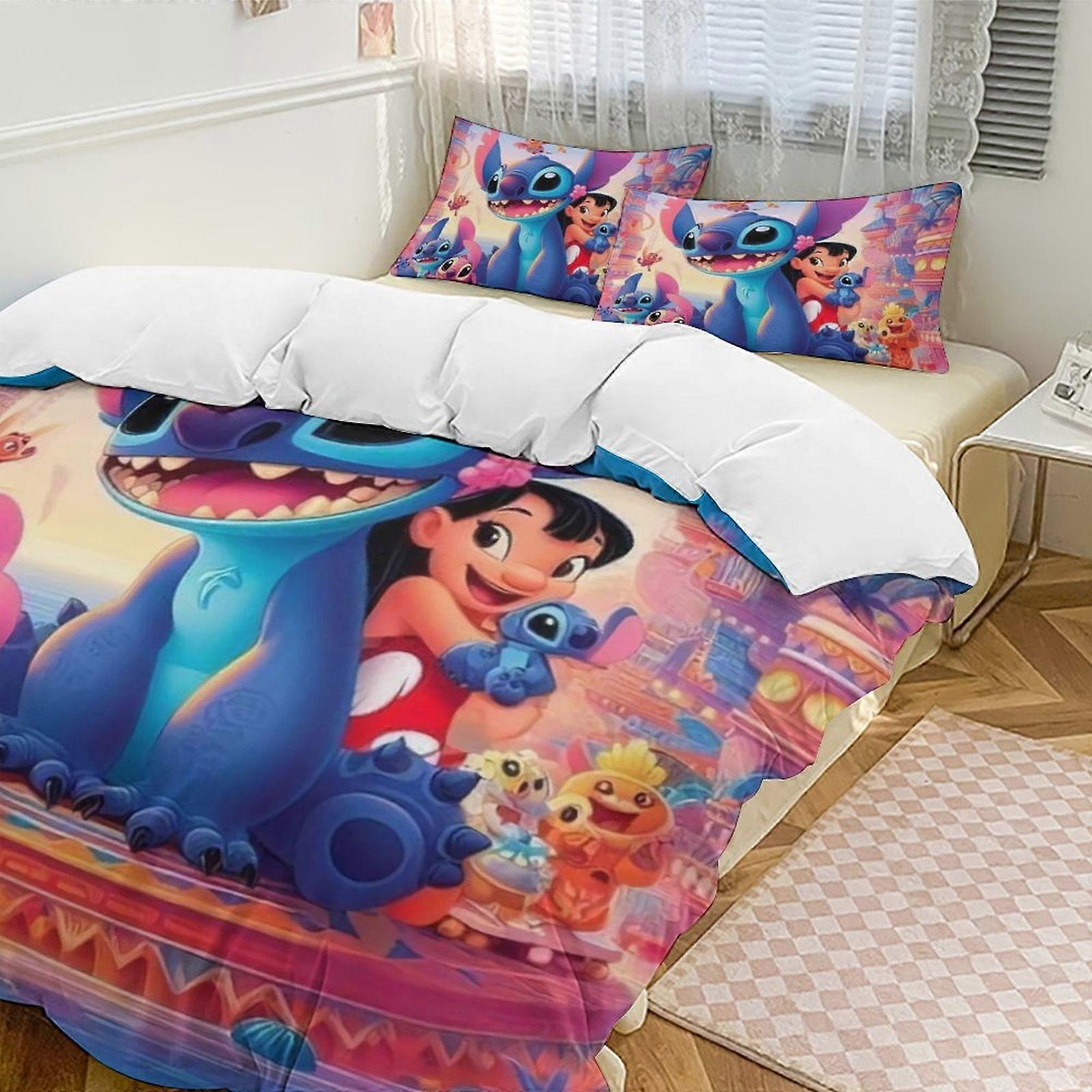Bedding set WY314 Stitch Cartoon Collection 3-Piece Comforter Set, Personalized Bedding Decor for Kids And Teens  Bed Sheets ZA314