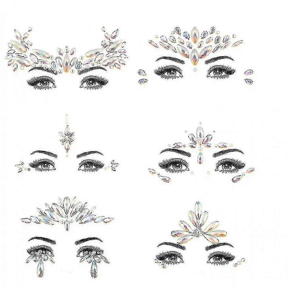6pcs Noctilucent Face Gems Tattoo Sticker,Cosplay