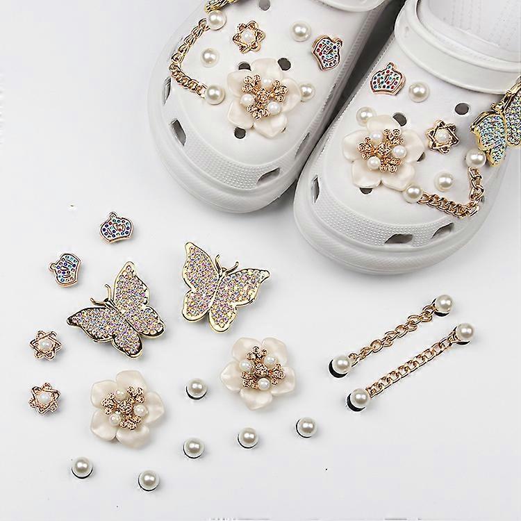 Dww-Un ensemble (chaussures non incluses) pour chaussures caverneuses accessoires boucle de chaussure diy chane de perles dcorations papillon boucle d