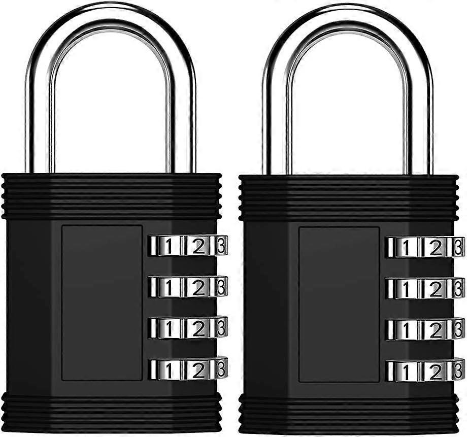 Combination Padlocks, 4 Digit Waterproof Lock for Gym, School Locker, Fence, Toolbox, Gate (Black, Pack of 2)