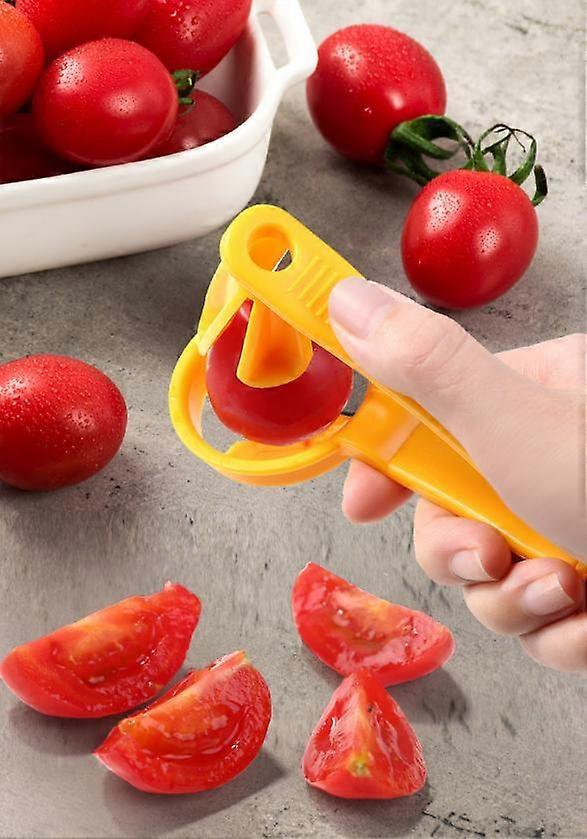 Yellow Tomato Cutter Grape Tool Cherry Kitchen Pizza Fruit Slicer Artifact Small Tomato Accessories Manual Cutting Gadget