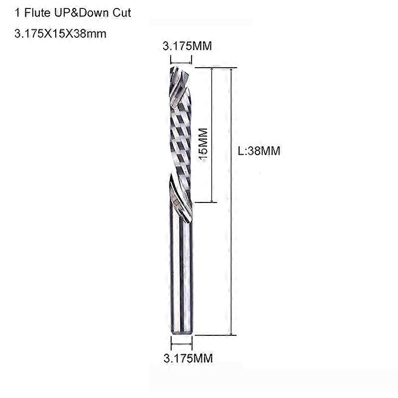 50Pcs 3175mm 468mm UP&DOWN Cut 1 Flute Spiral Carbide Mill Tool Cutters for CNC Router Compression Wood End Mill Cutter Bits