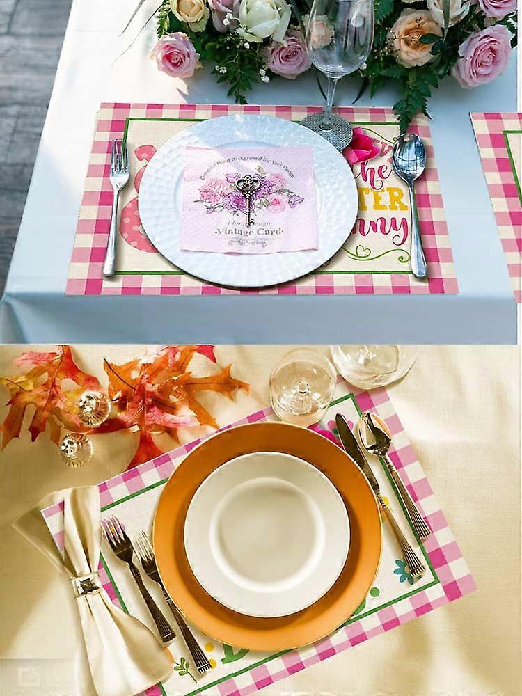 Cute Easter Egg Waterproof Placemat - Multicolored Linen Tablecloth for Dining Table Decoration
