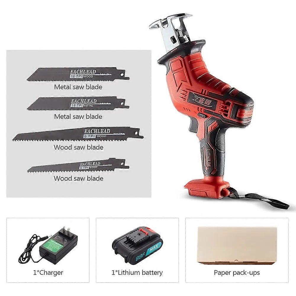 21V Cordless Reciprocating Saw Multifunctional Lithium Reciprocating Saw Adjustable Speed Chainsaw Wood Metal PVC Pipe Cutting