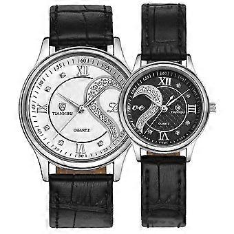 Tiannbu Ultrathin Leather Love Romantic Fashion Couple Wrist Watches 2pc Tw