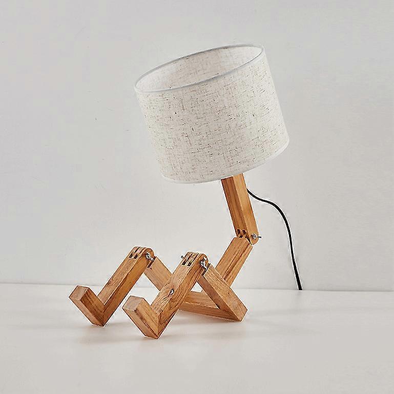 Modern Nordic Creative Design Wooden Robot Table Lamp Indoor Decorative Light Fixture Ideal For Desk Study Reading Table