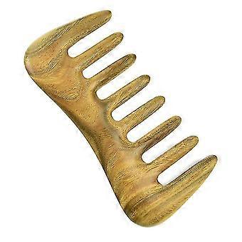 Peine de pelo de dientes anchos - Peine de madera natural para cabello rizado - No Static Sandalwood Hair Pick Wooden Com