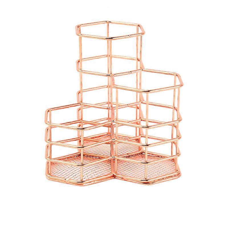 Make-up-Pinselhalter Schreibwaren-Schreibtisch-Aufbewahrungsstifthalter Schulbürobedarf (Roségold) (4-D-1)