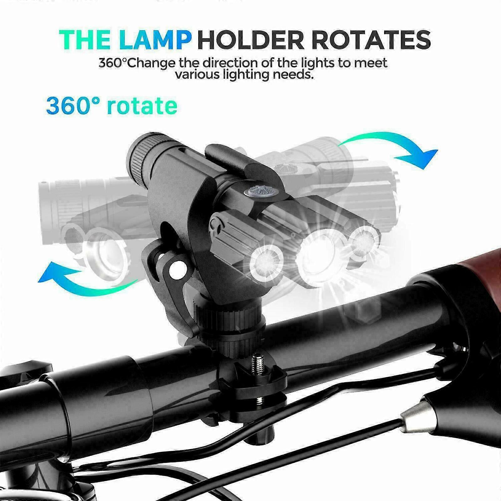 Bicycle Light Mounting Bracket Mountain Road Lights Aluminum Alloy Black 360 Degree Multi-function USB Cable Headlight