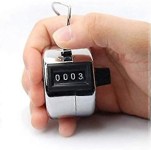 Manual Tally Counter Digit Number Lap Counter Stainless Steel Hand Held Mechanical Clicker With Finger Ring Sliver