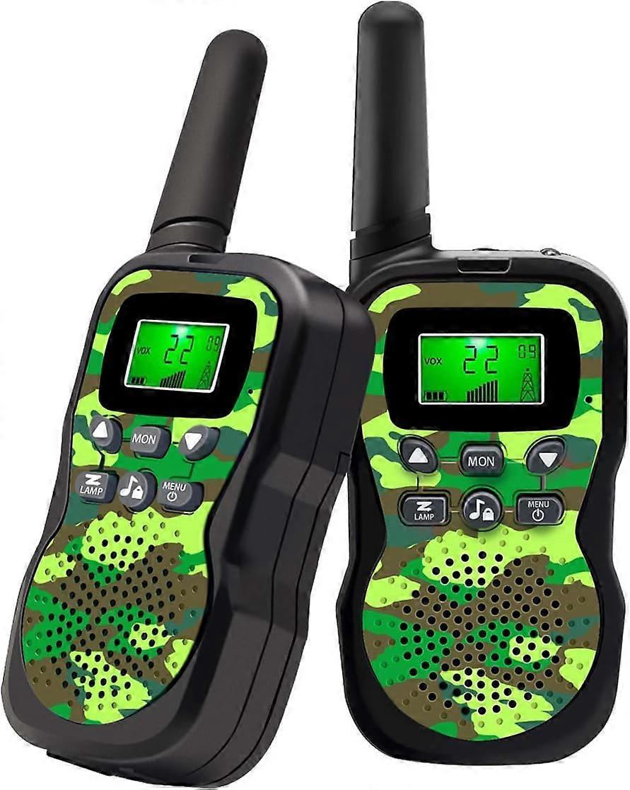 Walkie Talkie for Kids with Backlit LCD Display and Flashlight Range Up to 3 KM Green