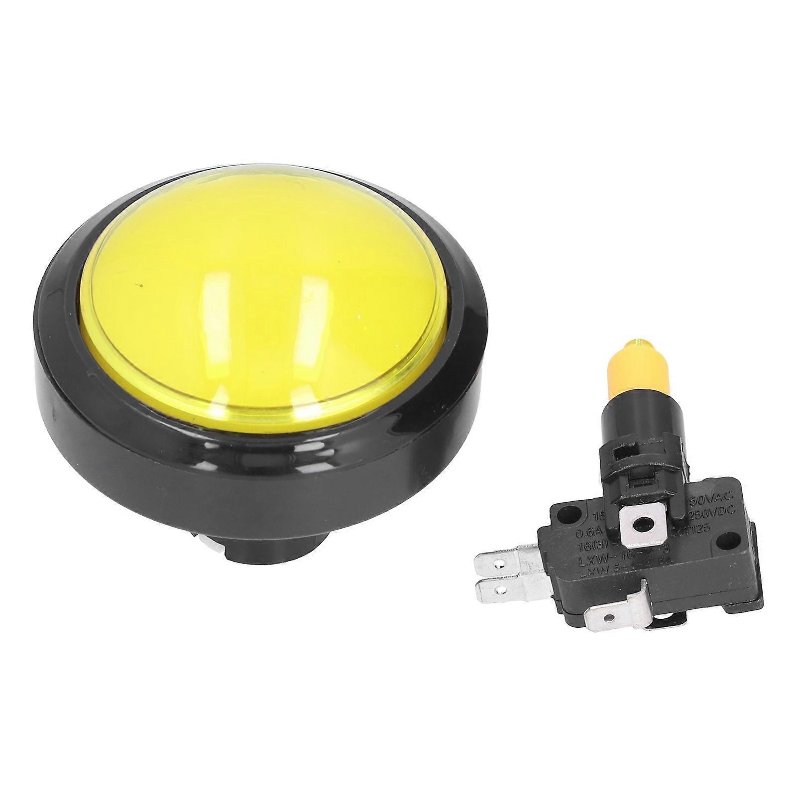 60mm Big Convex Button 2?Foot Switch Button with LED Light for Crane Machine Game ConsoleYellow