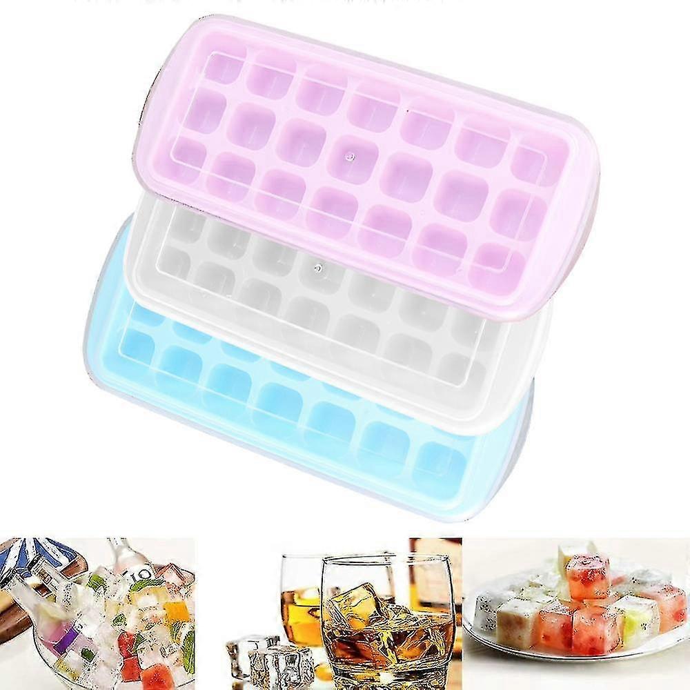 Silicone Ice Cube Trays With Lid - Flexible 21-ice Cubes Molds Easy Release