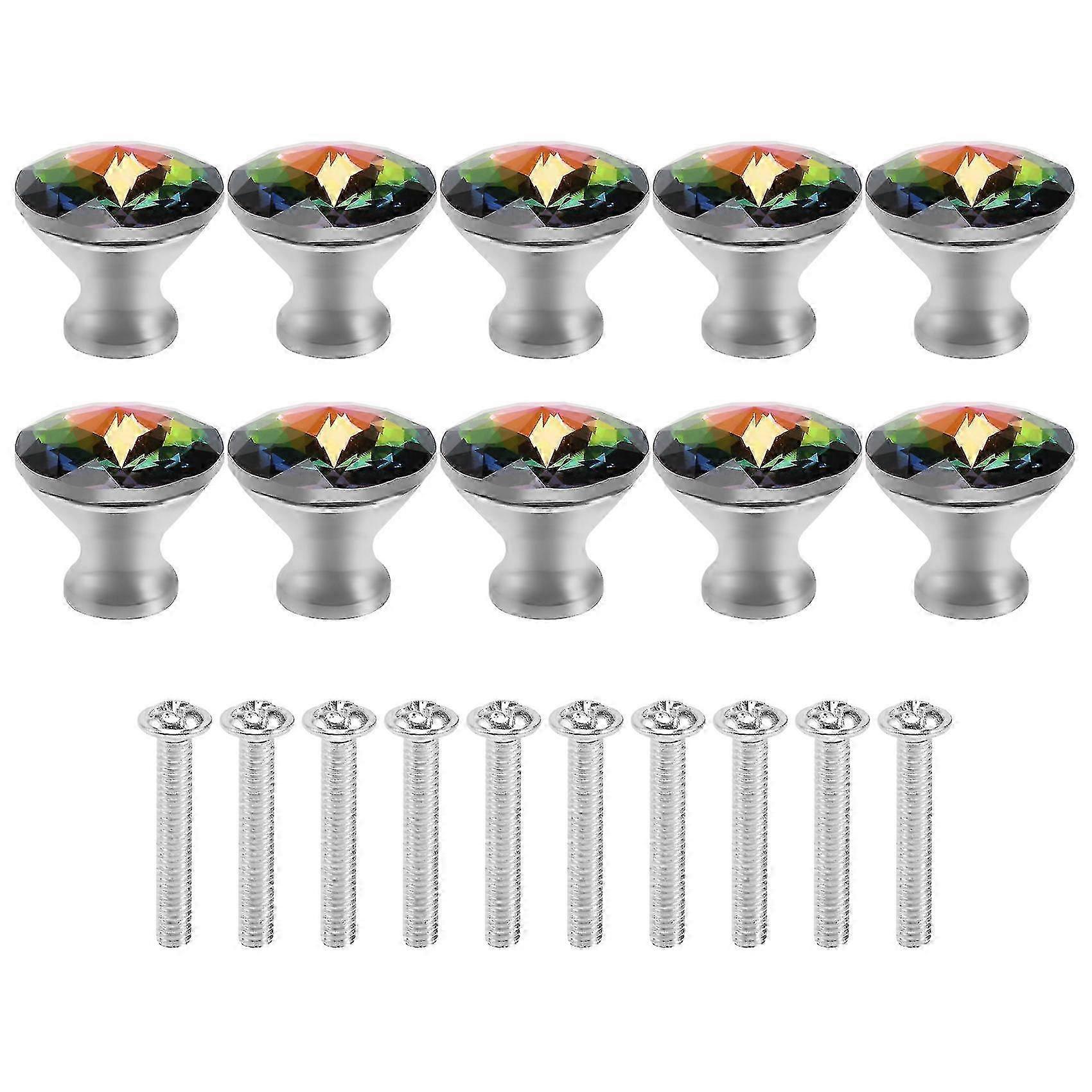 10PCS 30MM Colorful Crystal Knobs Glass Cabinet Knobs Drawer Pulls Handle for Home Cabinet Drawer a - jjS