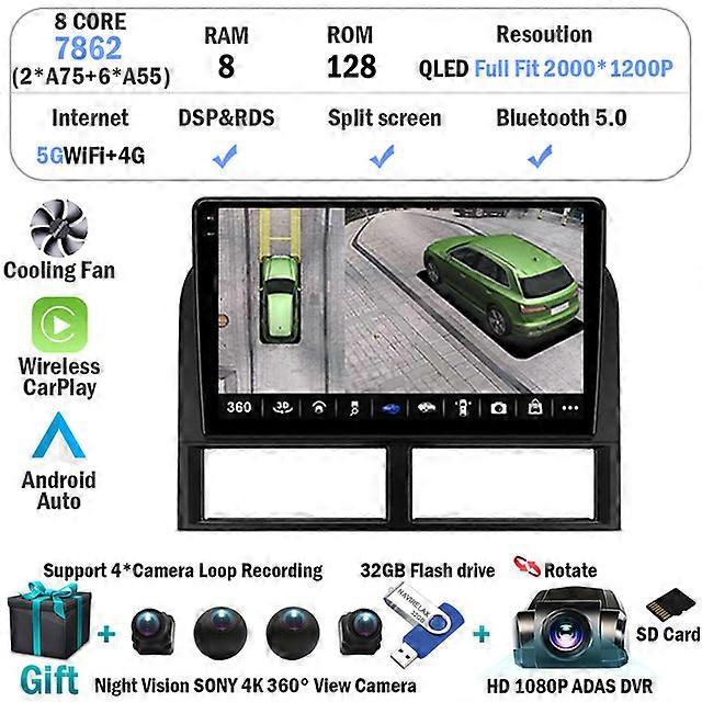 Android 12 Pour Jeep Grand Cherokee II WJ 1998 - 2004 Autoradio Vidéo Lecteur multimédia Navigation GPS Audio Autoradio Carplay BT