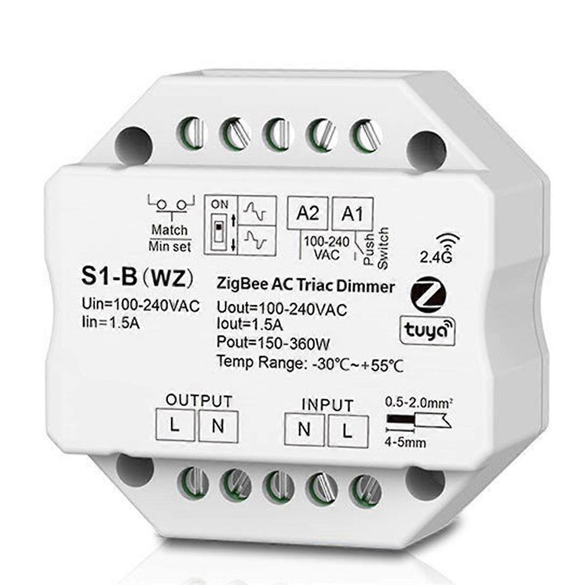 S1-B Tuya Zigbee RF AC Triac Dimmer LED Controller Push Switch Control 110V 220V 230V Smart Life AP