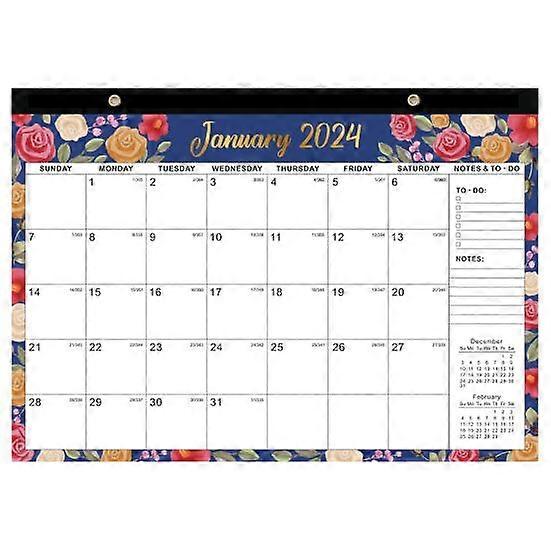 Wall Calendar 18 Months 2024.1-2025.6 English Desktop Durable Paper Easy-to-read Multi-purpose Calendar