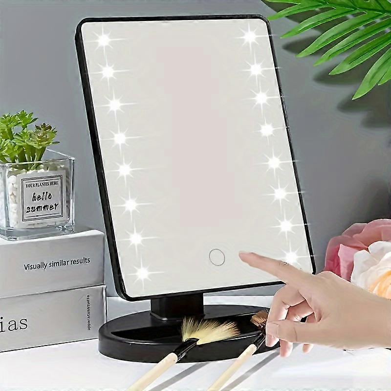 Black Square LED Vanity Mirror with 16 Lights