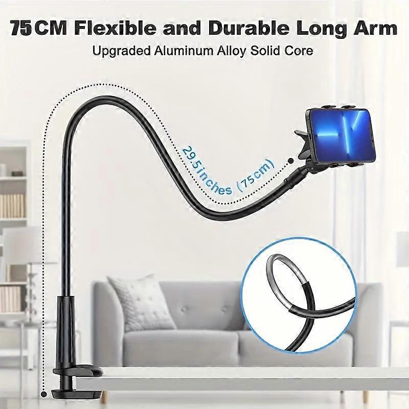 Long Arm Black Bed Phone Mount 75CM