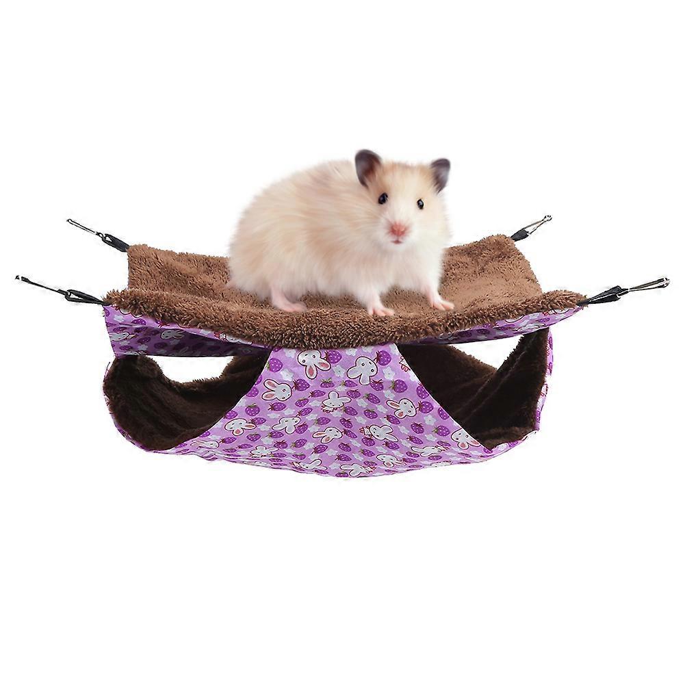 Purple Rabbit Double Layer Interlayer Warm Hammock Hanging Bed House Sleeping Bag for Squirrel Small Pets