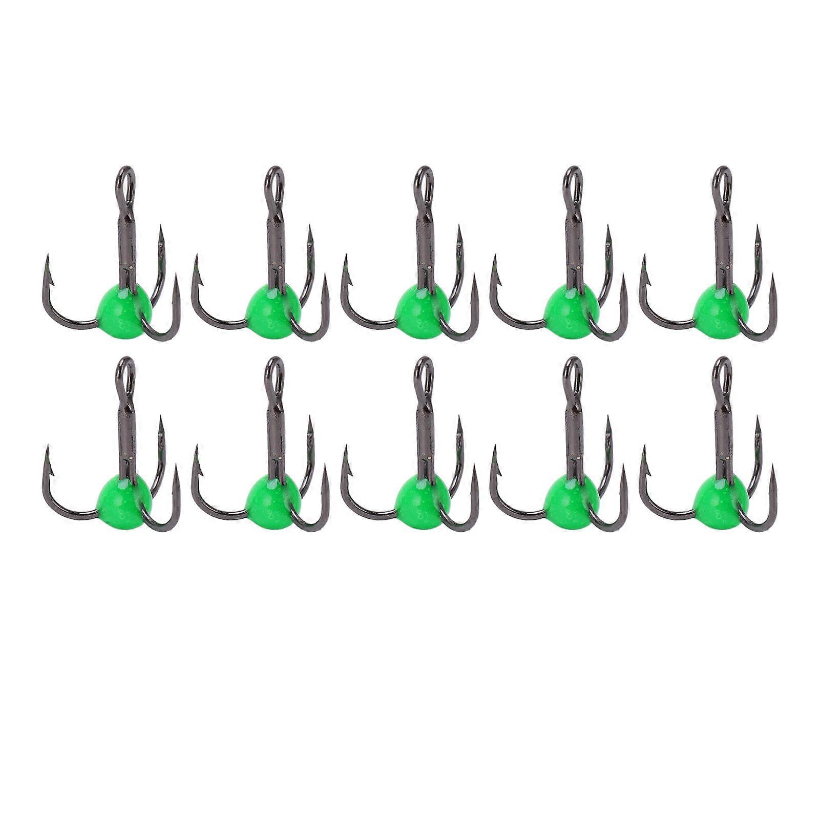 10 قطعة / مجموعة الصيد ثلاثي هوك عالية الكربون الصلب مقاومة للتآكل الصيد إغراء لون الحفر هوك الأخضر