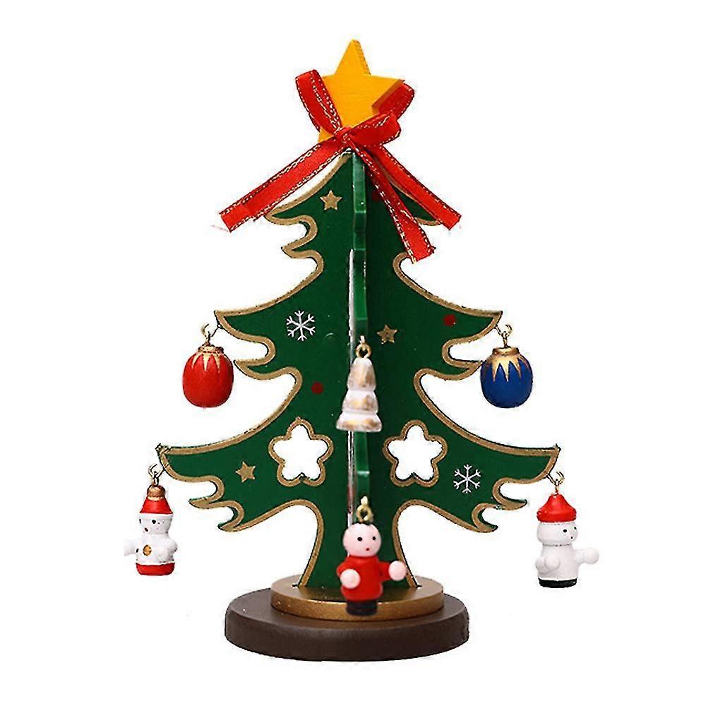 שולחן עבודה מצחיק עץ עץ חג המולד תפאורה צעצוע חג המולד סט עם מיני קישוטים