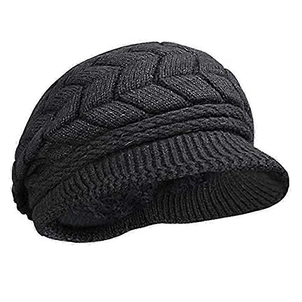 Winter Sun Visor Beanie Set - Wool Knit Ski Hat Duo