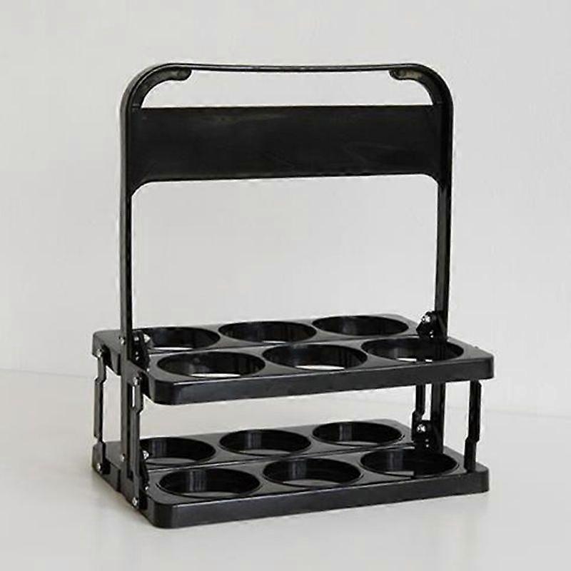 Portable Beer Bottle Rack Pure Color Foldable Beverage Storage Rack Picnic Beer Handle Basket Black