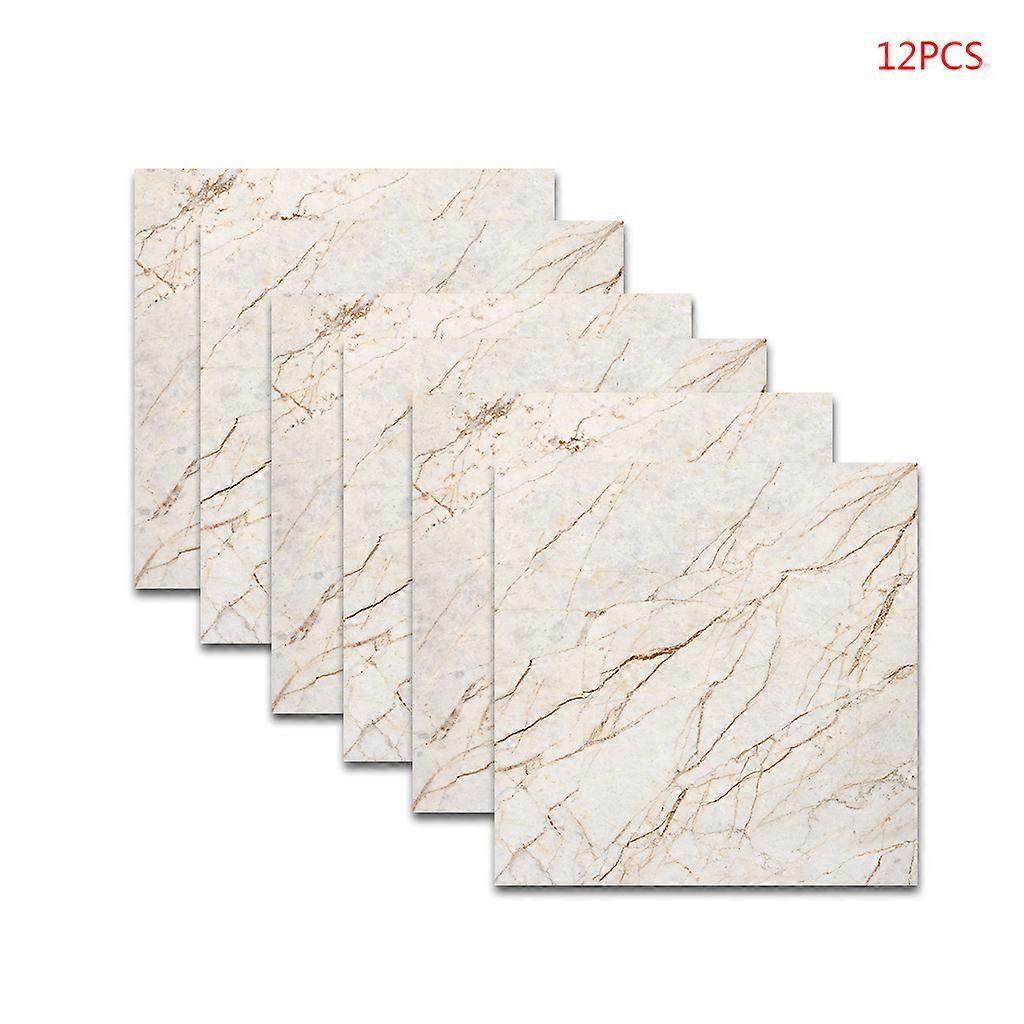 12pcs Marble Self Adhesive PVC Ceramic Tile Sticker Waterproof Wall Home Decor  Multi