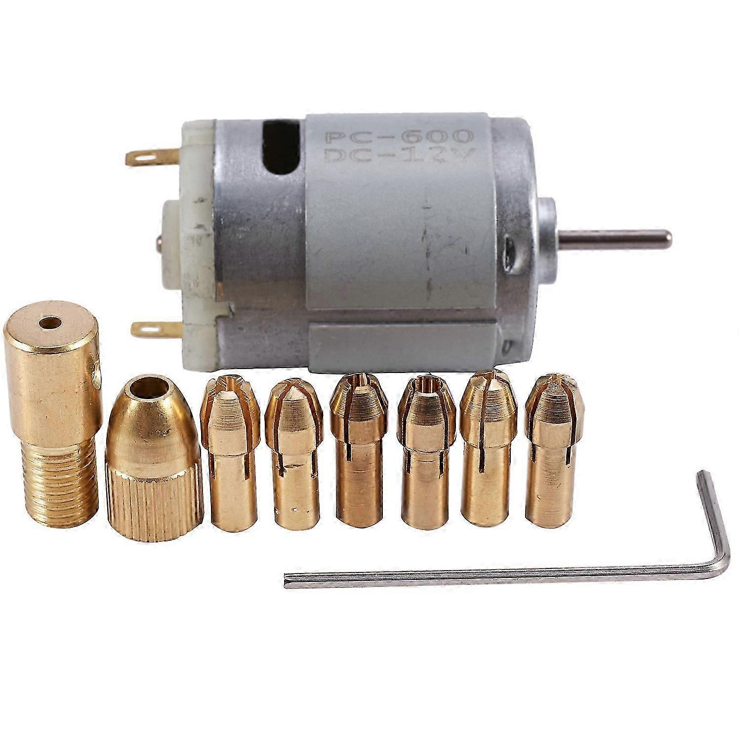 1Pc Dc 12V 500Ma Mirco Motor With 6Pcs 0.5-3.2Mm Drill Collet Electric Pcb Tool Set