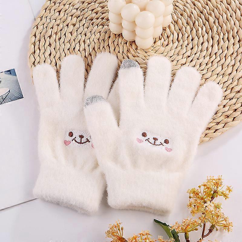 Winter Cute Smiley Face Gloves, Fleece-Lined, Touchscreen, Warm Gloves