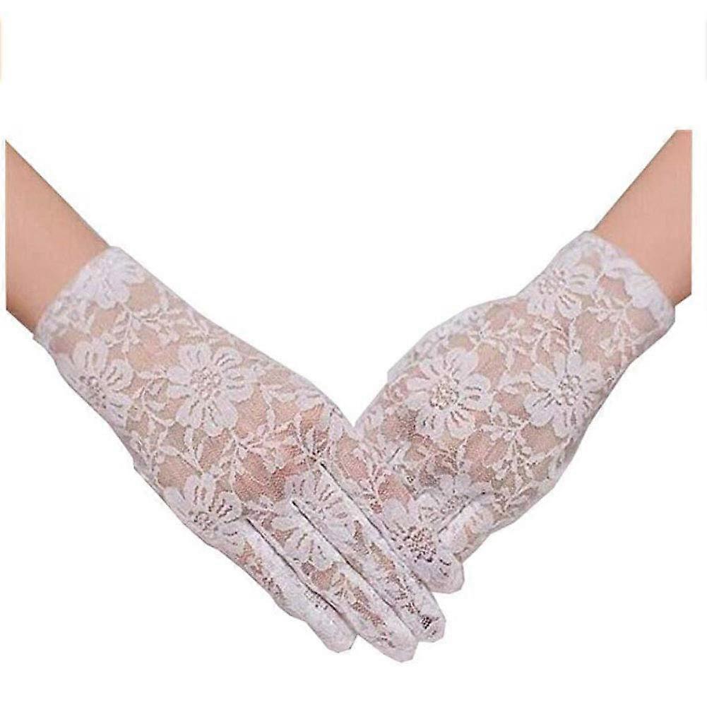Light Lace Bridal Gloves with Embroidery and Sequins