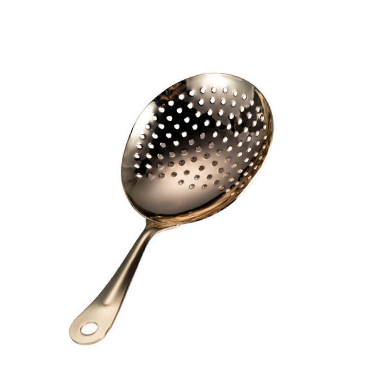 Golden Stainless Steel Cocktail Strainer - Professional Slotted Spoon for Bartending, 7-Inch, Durable and Rust-Resistant