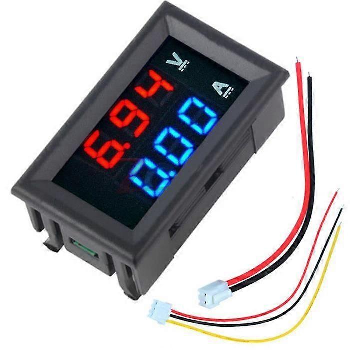 Voltmeter/Ammeter - NEW - DC 100V 10A - Double LED red, blue - Voltage measuring range 0.0V-100V